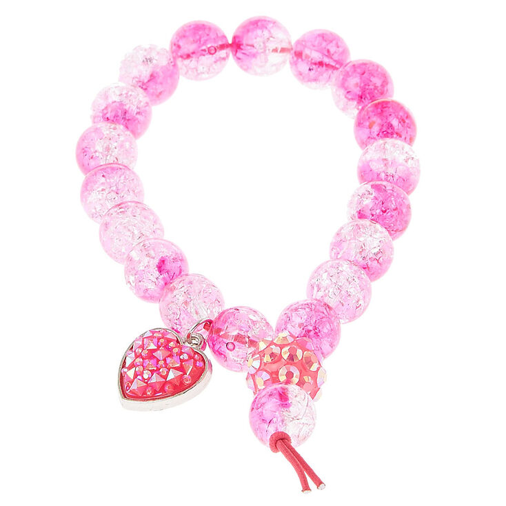 Unicorn Bracelet with Pink Drizzle Glass Round Beads 
